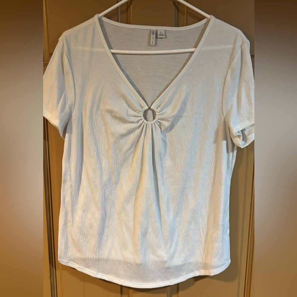 Elegant Cream V-Neck Women's Top